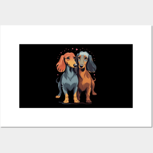 Long Haired Dachshund Love Valentine Dayes Posters and Art